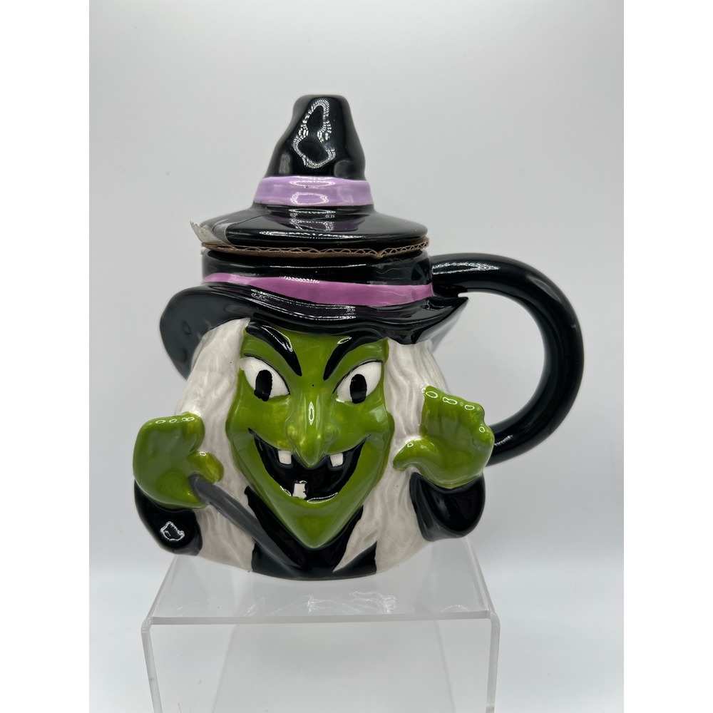 2025 Hyde &‎ EEK Boutique Green Witch Mug With Hat Lid Halloween Ceramic Mug NWT